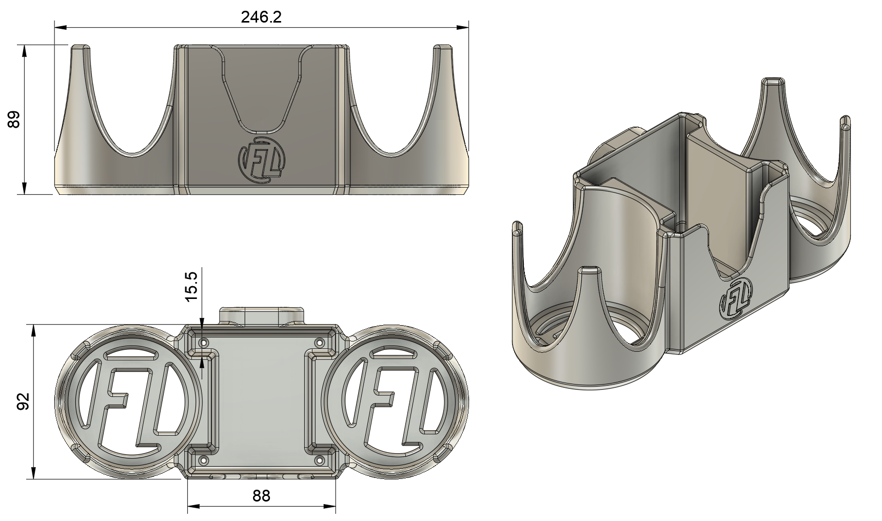 Dual Boat Cup and Phone Holder with Push Lock Puck