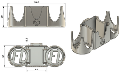 Dual Boat Cup and Phone Holder with Push Lock Puck