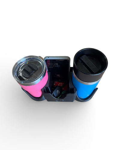 Dual Boat Cup and Phone Holder with Push Lock Puck