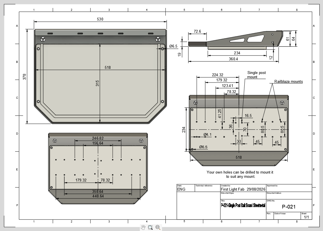 Aluminium Bait Board – Side Kick